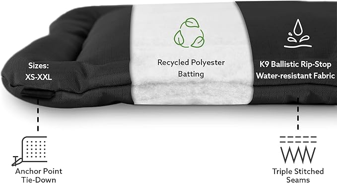 K9 Ballistics Tough Ripstop Dog Crate Pad - Durable, Machine Washable Kennel & Travel Mat for Large Dogs, 41 x 27 Fits 42" Wire Crates, Sandstone