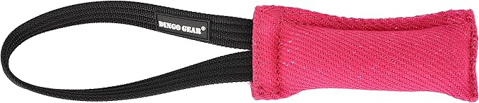 Dingo Gear French Linen tug Toy for Dog, Dog Bumper for Training, Agility, tug of war, Dog bite Pillow for Strong Dog, 1handle 6" Pink S00307
