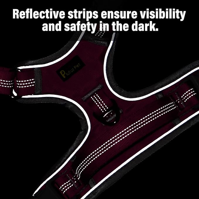 Plutus Pet No Pull Dog Harness, Release at Neck, Reflective Adjustable Dog Vest Harness, Easy Control Handle for Walking, for Small Medium Large Dogs, Hot Pink, L