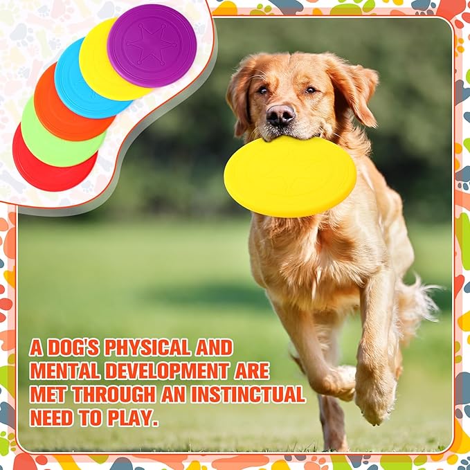 Soulchen 24 Pcs Dog Flying Disc TPR Puppy Flyer Toy Soft Dog Floating Saucer React Faster Interactive Training Toys for Small Medium Puppy Outdoor for Beach Garden Sport Pet Shop Supplies, 6 Colors
