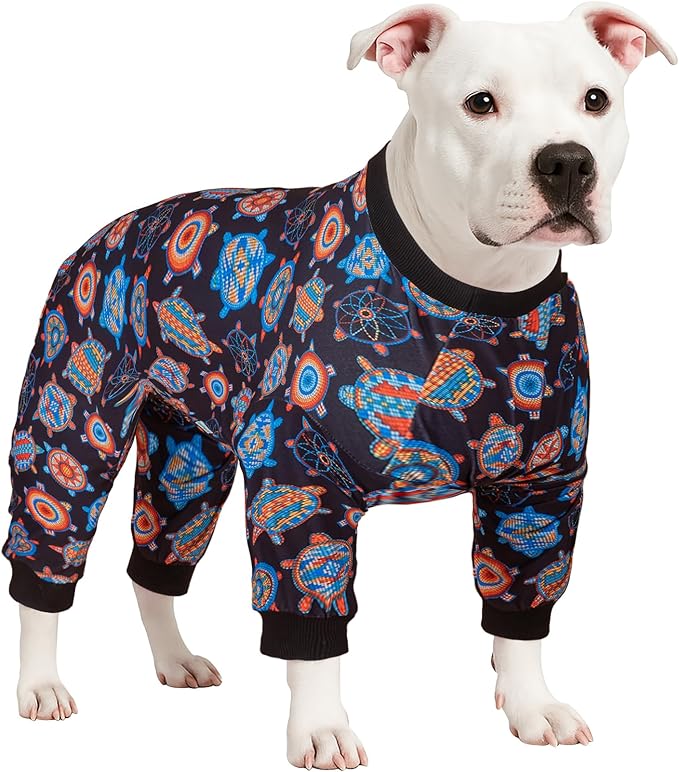 LovinPet Dog PJS Bodysuit for Medium Dogs - Wound Care, Surgery Recovery Pajamas for Dogs, Pitbull Onesie, Cotton Pullover Dog PJ's Cozy Stretchy Fabric, Pitbull Clothes,2XL