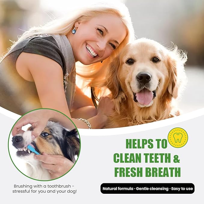 Dog Teeth Cleaning Powder,Dog Dental Powder,Breath Freshener with Probiotics & Brown Algae-Targets Tartar & Plaque Remover & Bad Breath,90g Pet Dental Care Supplement for Dogs & Cats
