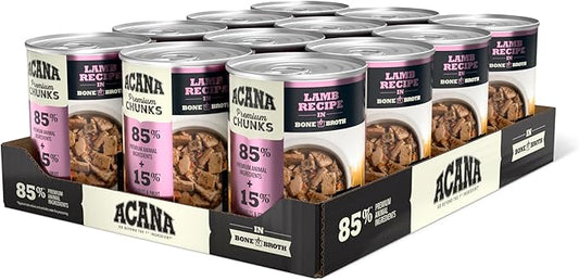ACANA Premium Chunks in Bone Broth Grain-free Wet Dog Food Lamb Recipe 12.8oz Cans (12 Count)