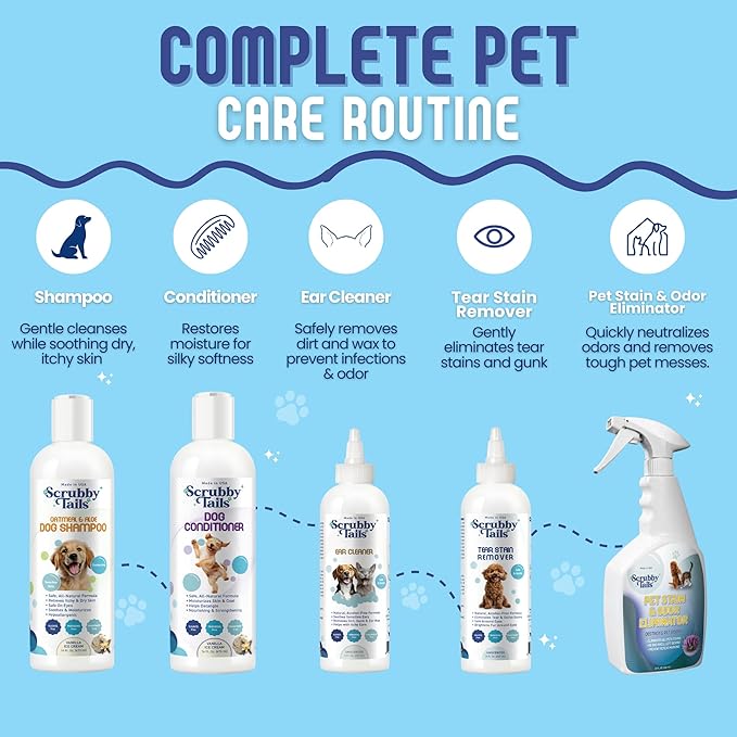 Organic Dog Shampoo - Puppy Oatmeal Shampoo for Itchy Skin Relief - Hypoallergenic for Sensitive Skin, for Dogs of All Ages, Deodorizes, Tearless, Made in USA, 16oz (Vanilla Ice Cream)