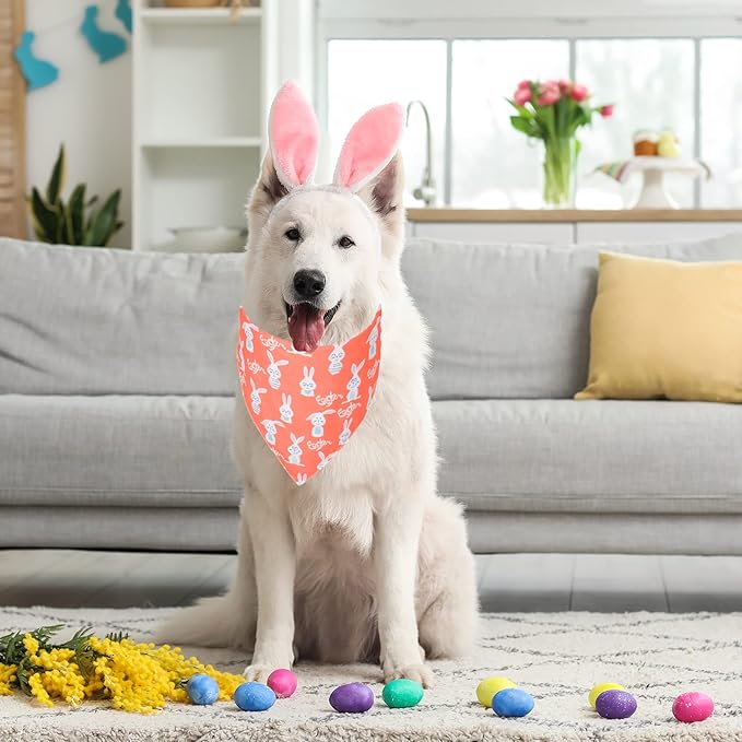 ADOGGYGO Easter Dog Bandana, Multiple Sizes Offered, Reversible Festival Pet Bandana Triangle Dog Scarf for Large X-Large Dogs Pets (X-Large, Easter)