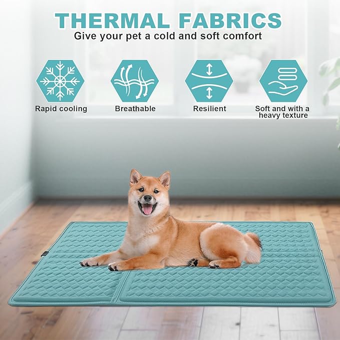 Cat Heating Pad - 18x18 Inch Waterproof Heated Cat Bed with Smart Thermostat Switch and Plush Fabric Cover Blue