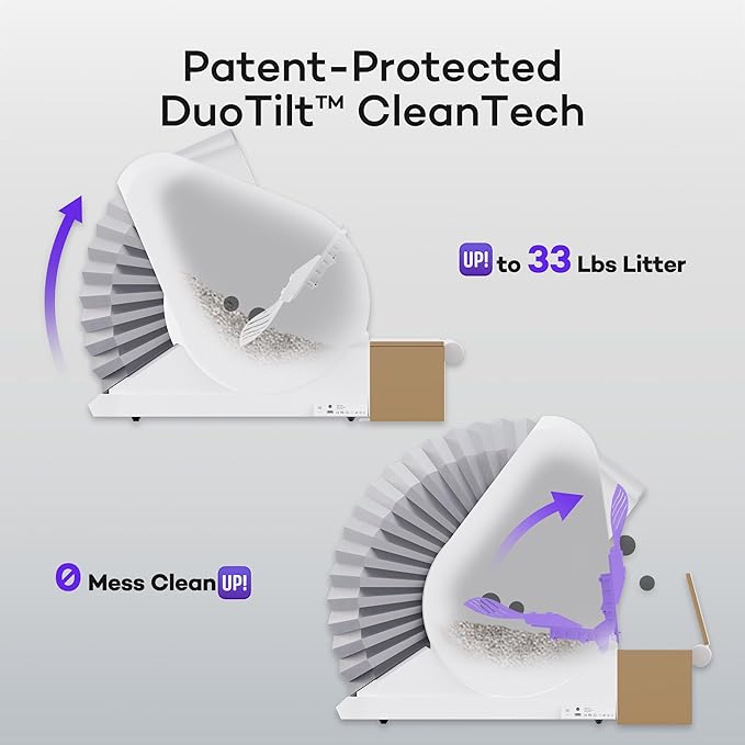 (Upgraded) Popur X5 Self Cleaning Cat Litter Box - Unique Open Top Split System - Automatic Litter Scooping Robot, Odor-Seal, 24 Inch Tray, 30-Day Capacity, 33 lbs. Load, 99% Leakproof (Cardboard Bin)