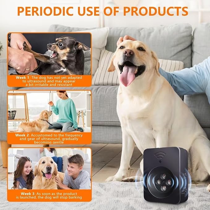 Anti Barking Device, Ultrasonic Dog Bark Deterrent Devices, 3 Modes Rechargeable Dog Barking Control Devices, Bark Silencer, Up to 50 FT Indoor Outdoor Use, Pet and Human Friendly