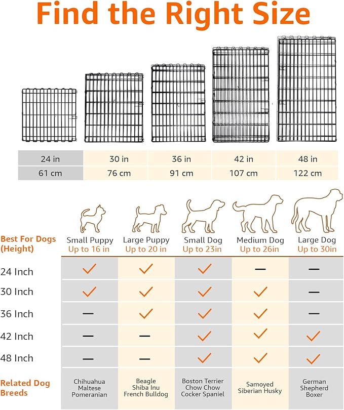 Amazon Basics Foldable Octagonal Metal Exercise Dog Playpen - Indoor/Outdoor, No Door, Extra Small (8 Panels, 24 x 24), Easy to assemble, store, and customize, 24" - Puppy, Black