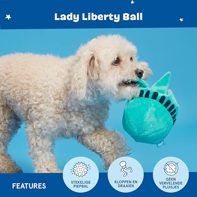 Barkbox Lady Liberty Ball 2-in-1 Dog Toy - Plush Squeaky Toy for Large Dogs | Large
