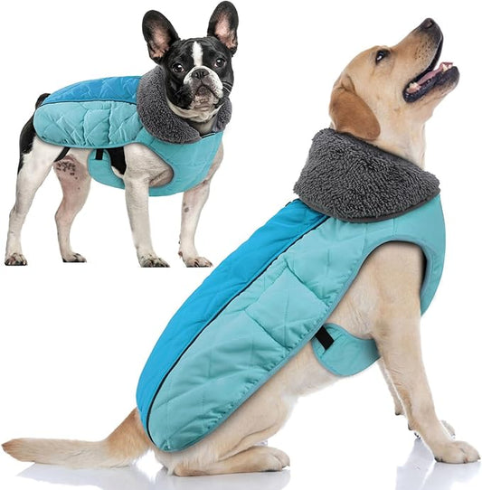 Doglay Dog Coat, Waterproof Dog Jacket Pet Winter Coat for Cold Weather with Thicken Furry Collar, Reflective Puppy Winter Jacket Warm Fleece Lining for Small Medium Large Pets