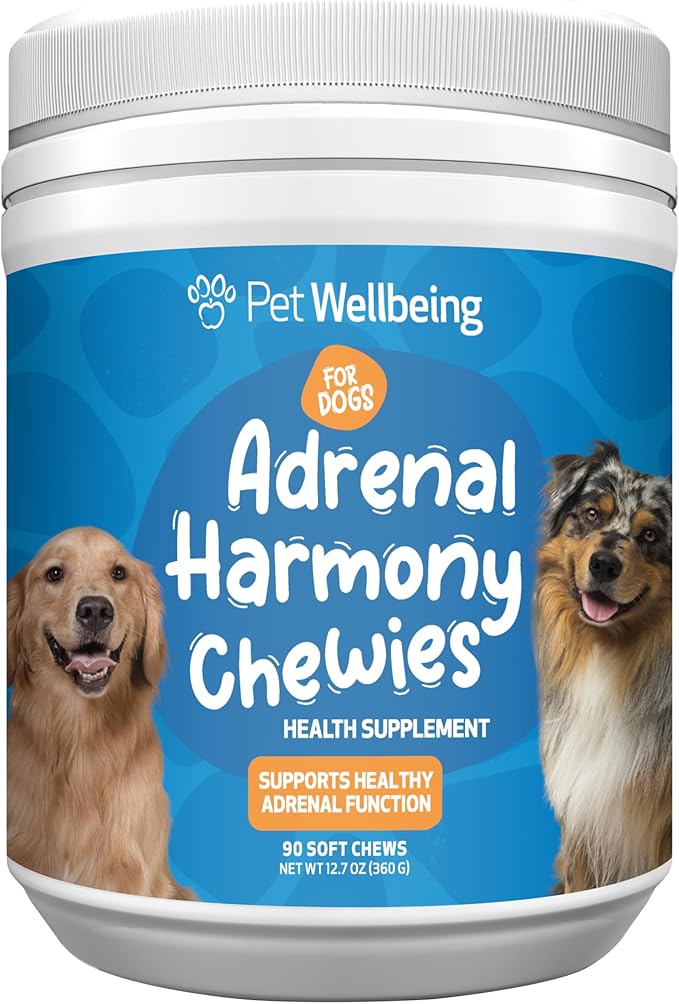 Pet Wellbeing Adrenal Harmony Chewies for Dogs - Vet-Formulated - Dog Adrenal Support, Cortisol Balance, Ashwagandha, Bacopa - Herbal Supplement (90 Soft Chews)
