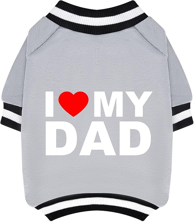 GreenJoy Cute Dog Sweater - Stretchy Dog Pullover Sweatshirt,Soft and Warm Winter Clothes for Boy & Girl Dogs,Suitable for Puppies & Adult Dogs (Light Grey (I Love My Dad), Medium)