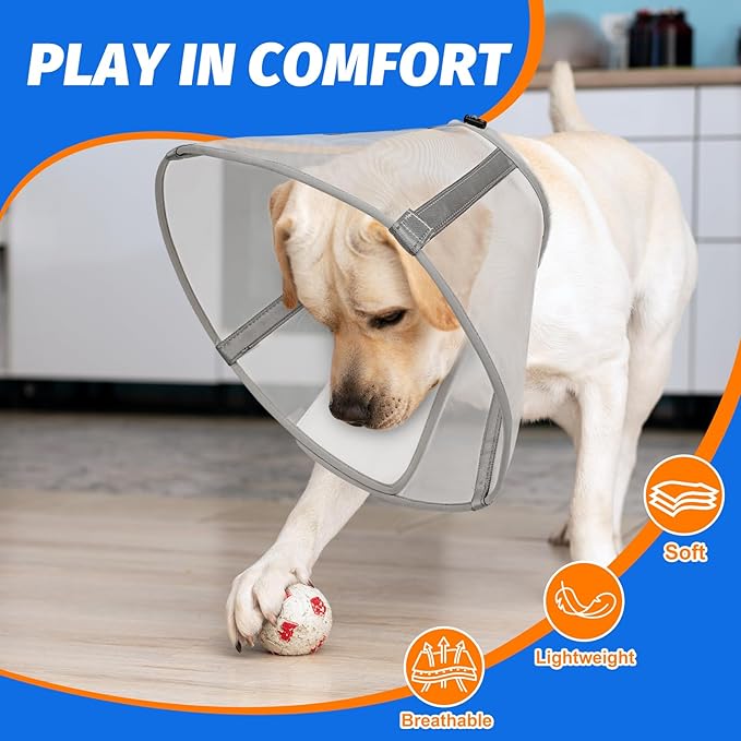 Dog Cone Collar to Stop Licking, Mesh Recovery Collar After Surgery for Large Medium Small Dogs, Alternative to Elizabeth Cone of Shame (White,3)