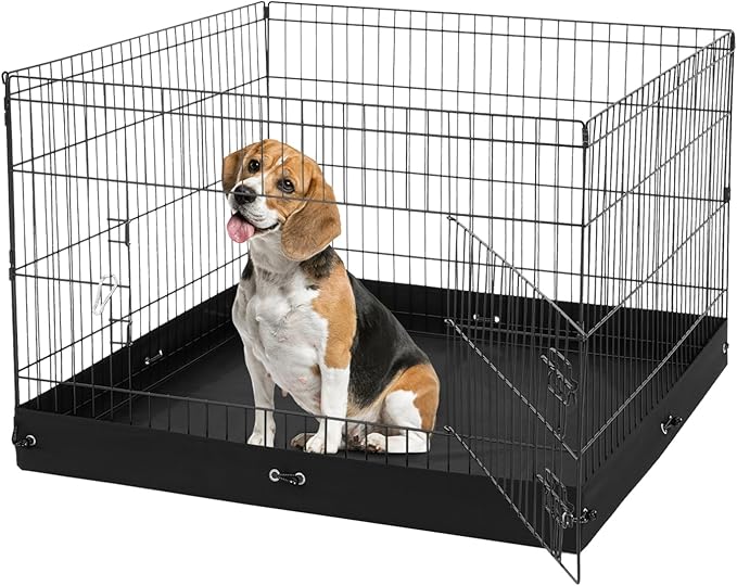 VEVOR Dog Playpen, 4 Pcs 24 x 36 in Panels Foldable Metal Pet Exercise Pen, Dog Fence Indoor and Outdoor Pen with Door and 600D Oxford Fabric Bottom Pad, for Dogs, Cats and Other Small Animals