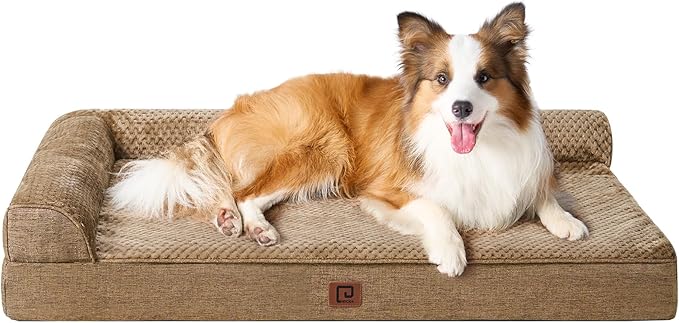 EHEYCIGA Memory Foam Dog Bed XLarge Sized Dogs, Extra Large Dog Bed Orthopedic with Washable Removable Cover, Waterproof XL Pet Bed Couch for Crate, 41x27x6 Inches, Camel