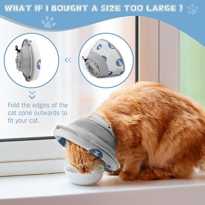 Cat Cone Collar Soft Elizabethan Collar for Surgery Recovery - Adjustable for Small and Large Cats Kittens to Stop Licking