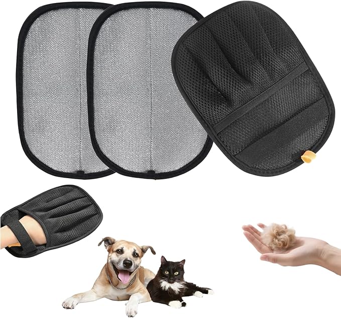 2Pcs Pet Hair Removal Glove with Electrostatic Technology, Pet Hair Gloves for Dogs and Cats, Washable Pet Hair Remover Tool for Sofas, Carpets, Car Seats and Bedding
