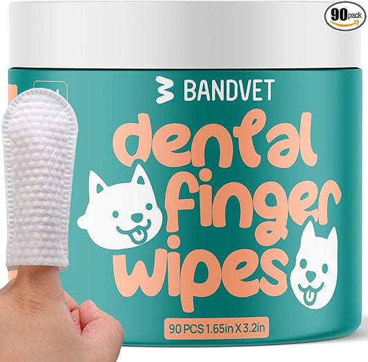 Dog Teeth Cleaning Wipes (90 Count) - No-Rinse Cat Toothbrush, Effective Dog Breath Freshener - Essential Pet Supplies (1.65 in x 3.15 in)