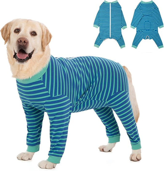 Yeapeeto Dog Onesie Surgery Recovery Suit for Large Medium Bodysuit Dogs Pajamas PJS Full Body for Shedding, Prevent Licking, Wound Protection, Cone Alternative… (Blue Green, 3XL)