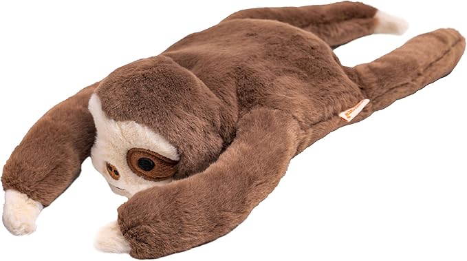 Squeaky Disk & Built-in Rope Dog Plush Toy, Bustling Safari Collection, 15", for Dogs of All Breeds (Sloth)