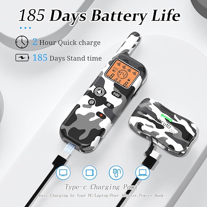 Wireless Dog Fence & Ultrasonic Training Collar -1160-Yard Adjustable Boundary for Outdoor, 6100FT Remote, 4 Modes (Beep/Vibration/Static/Ultrasonic), IPX7 Waterproof, 185-Day Standby, 2 Dogs