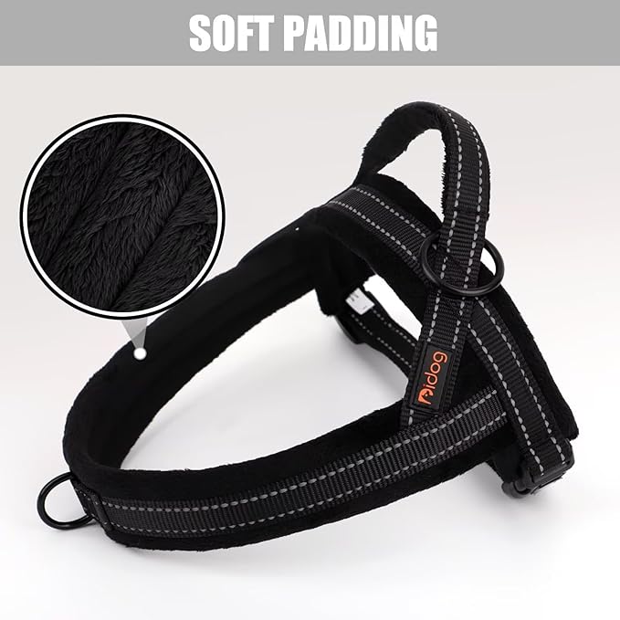 Didog Soft Flannel Padded Dog Vest Harness, No Pull/Quick Fit Reflective Dog Strap Harness, Easy for Training Walking (XXS:Chest 12-15", Black)