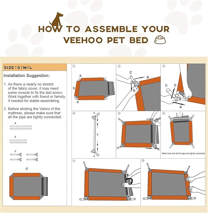 Veehoo Outdoor Elevated Dog Bed Large Sized Dogs, Large Cooling Raised Dog Cots Beds Training Platform Off Ground Hammock with Breathable Mesh, No-Slip Feet, 42"x30", Brown