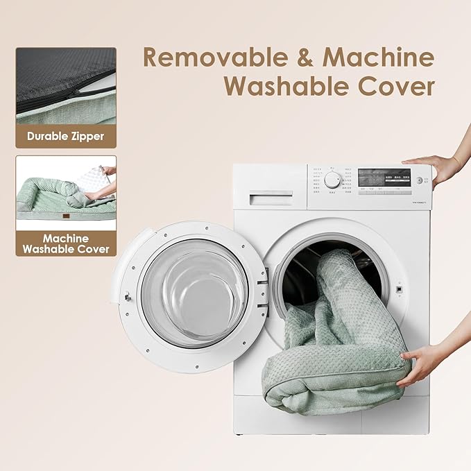 EHEYCIGA Memory Foam Dog Bed XLarge Sized Dogs, Extra Large Dog Bed Orthopedic with Washable Removable Cover, Waterproof XL Pet Bed Couch for Crate, 41x27x6 Inches, Greyish Green