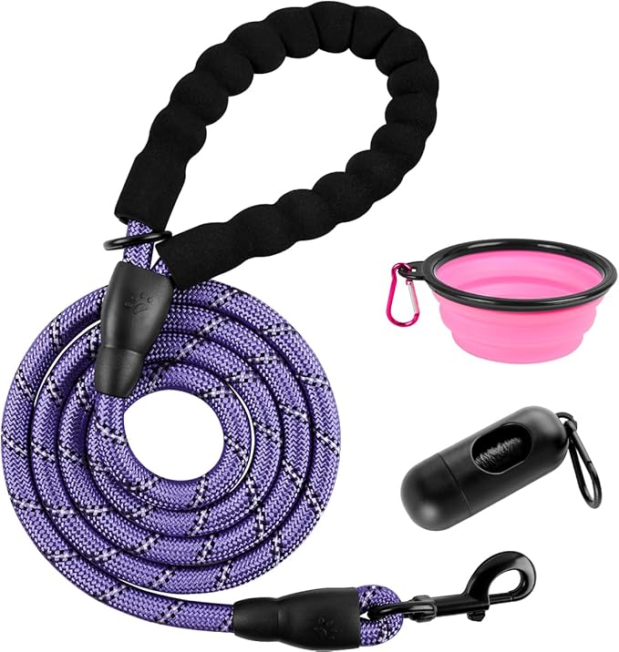 BARKBAY Dog Leashes for Large Dogs Heavy Duty Dog Leash 4/5/6 FT with Comfortable Padded Handle and Highly Reflective Threads for Medium Large Dogs Walking Training Running (6FT-1/2'',Purple)