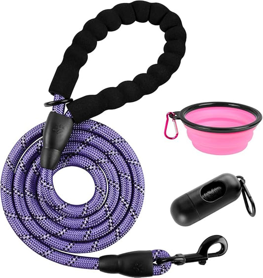 BARKBAY Dog Leashes for Large Dogs Heavy Duty Dog Leash 4/5/6 FT with Comfortable Padded Handle and Highly Reflective Threads for Medium Large Dogs Walking Training Running (6FT-1/2'',Purple)