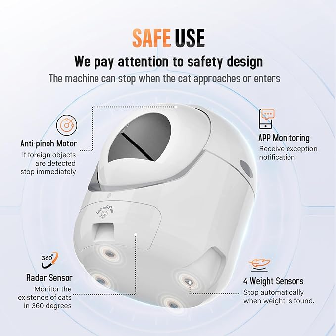 Extra Large Self Cleaning Cat Litter Box, with APP Control Smart Odor Removal Automatic Cat Litter Box, Odor Removal Safety Protection for Multiple Cats