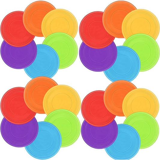 Kids Flying Disc 7 Inch Silicone Flying Disks Bulk for Children Dog Outdoor Backyard Lawn School Teaching Early Education Sports Games Party Favors, 6 Colors，6/12/24pcs
