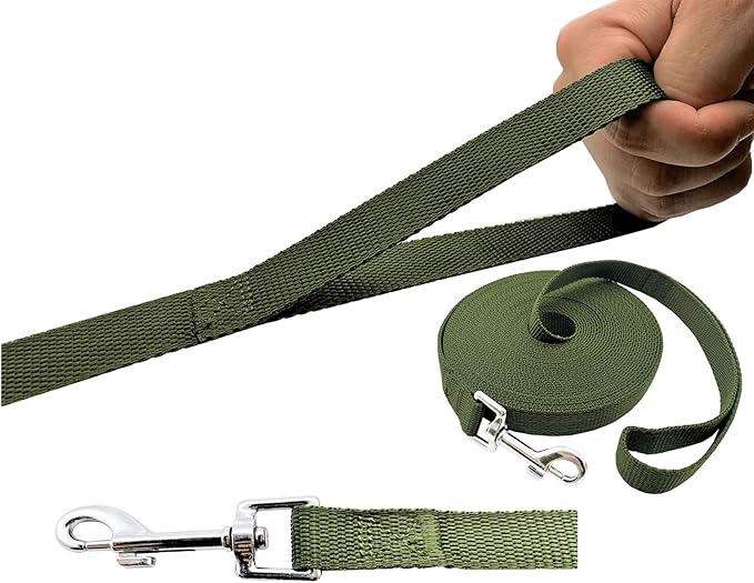 PETGOGO 15ft 20ft 30ft 40ft 50ft Long Dog/Puppy Lead Obedience Recall Training Dog Leashes for Small Medium Dogs Camping, Training, Play, or Backyard (Green, 1" x 50FT)