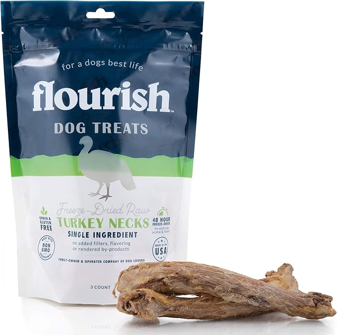 Freeze-Dried Raw Pet Treats for Dogs, Turkey Neck Chews (3 Count)