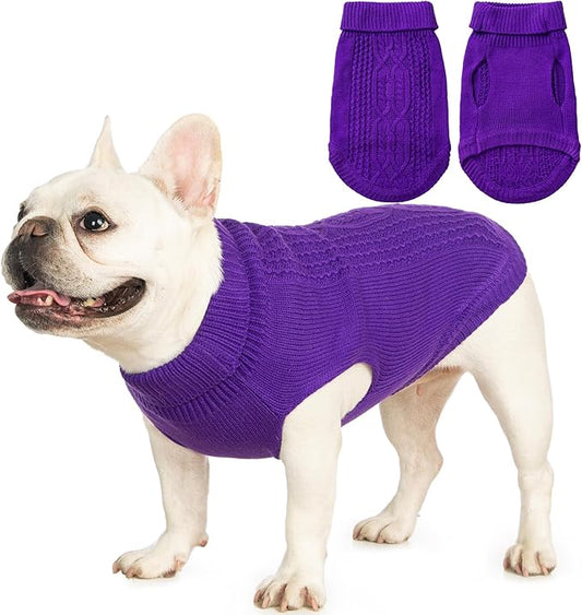 Stretchy Cat Sweater - 17 Colors & 6 Sizes | Snug Winter-Ready Knit for Boy/Girl Cats & Kittens(Deep Purple, X-Large)