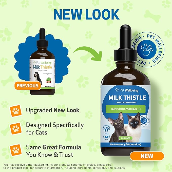 Pet Wellbeing Milk Thistle for Cats - Organic Milk Thistle, Supports Healthy Liver Function & Detoxification - Vet-Formulated Herbal Supplement - 4 oz (118 ml)
