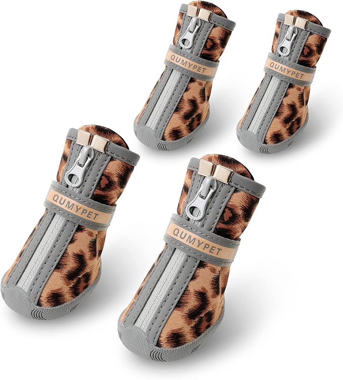 QUMY Dog Shoes for Small Dog, Puppy Dog Boots & Paw Protectors for Winter Snow Day, Summer Hot Pavement, Waterproof in Rainy Weather, Ourdoor Hiking, Indoor Hardfloor with Skid-Resistant Sole