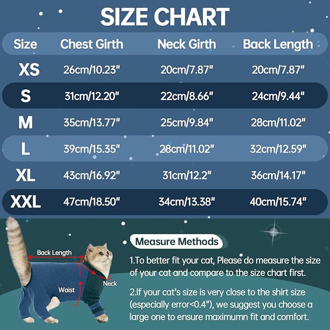 Sticky Hair Cat Clothes, Four-Leg Long Sleeve Cat Pajamas, Prevent Fur Shedding Kitten Onesie Shirts, Surgery Recovery Suit for Male Female, Wound Protection & Preventing Licking