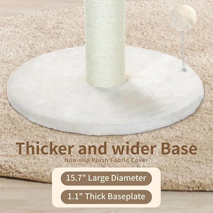 Simple cat Scratching Post Cat Scratcher 33.4 inch Tall Scratching Post with Sisal Rope for Indoor Kitten and Large Cats sisal cat Scratcher with Hanging Ball for Playing