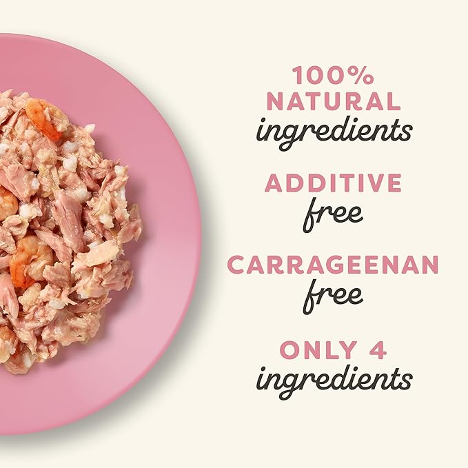 Applaws Natural Wet Cat Food in Broth, Limited and Natural Ingredients, High Protein with No Artificial Additives, Tuna Fillet & Shrimp in Broth (6 x 5.5oz Cans)