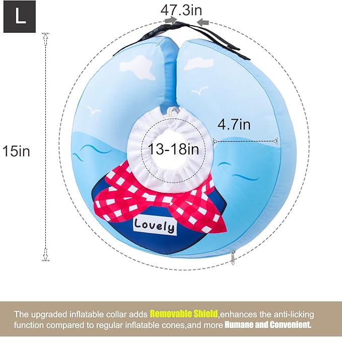 Inflatable Dog Cone Collar,Waterproof Soft Dog Donut Cone for Large Medium Small Dogs Cats, Recovery Pet E-Collar Alternatives After Surgery (Tie Red, Large)