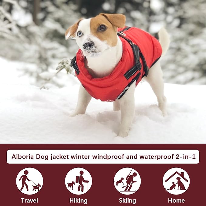 Aiboria Dog Jackets for Winter Windproof Waterproof 2 in 1 Outfit Cold Weather Coat Dog Vest Harness Puppy Winter Warm Jacket Large Blue 4XL