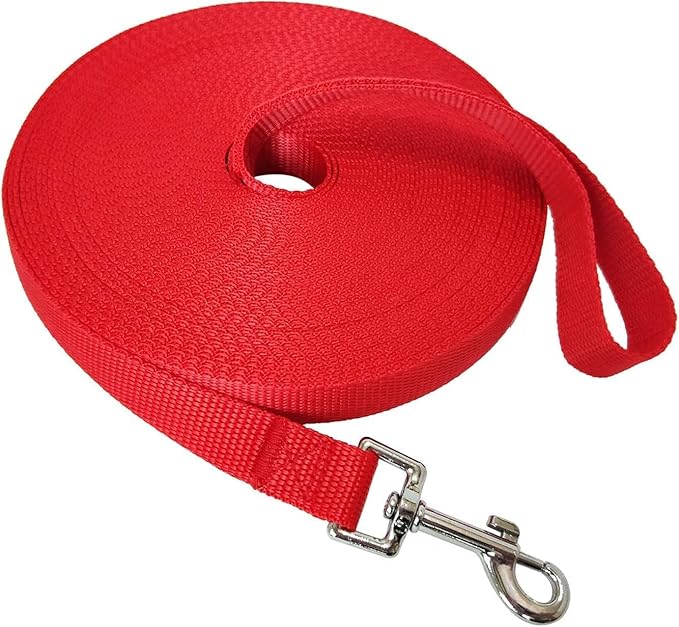 Nylon Training Dog Leash for Small Medium Large Dogs, 15ft 20ft 30ft 50ft 100ft Long Leash Dog/Puppy Lead for Obedience Recall Training, Camping