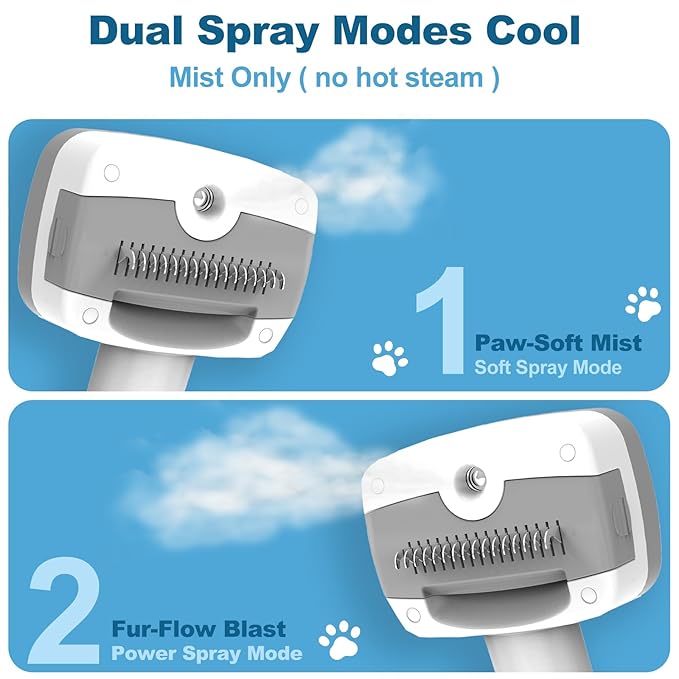 3 in 1 Pet Steam Brush for Dogs & Cats – Self Cleaning, Hair Removal Comb Steam for Shedding & Dematting for Long & Short Haired Pets,Includes Pet Essence