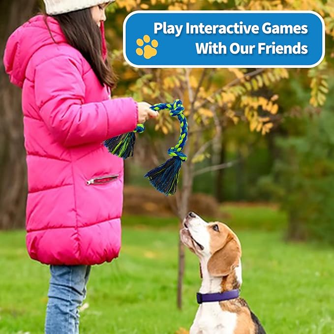 [2 Pack] Dog Rope Toys, Dog Chew Toy for Medium and Small Dogs, 3 Knots Heavy Duty Puppy Rope Toy, 100% Cotton Tug of War Dog Toys for Boredom, Teeth Cleaning