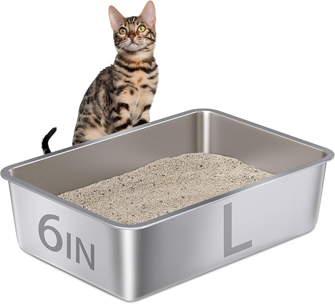 Stainless Steel Litter Box-Metal Litter Box Large for Cats Easy to Clean,Large Metal Cats Box Litter, Litter Boxes for Cat/Kitty/Rabbits,Non Stick, No Smell