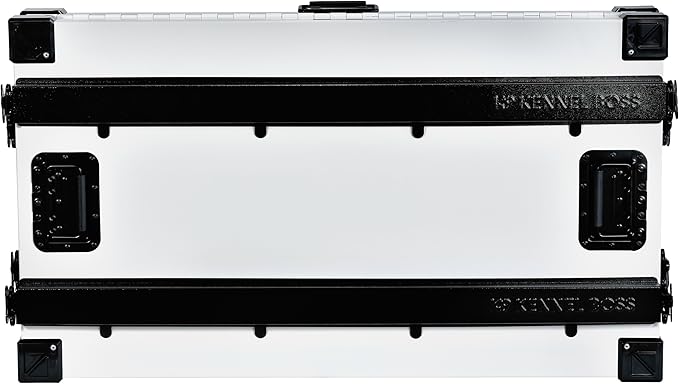 Heavy Duty Fully Collapsible Powder-Coated Aluminum Dog Crate - Medium-Long (White)