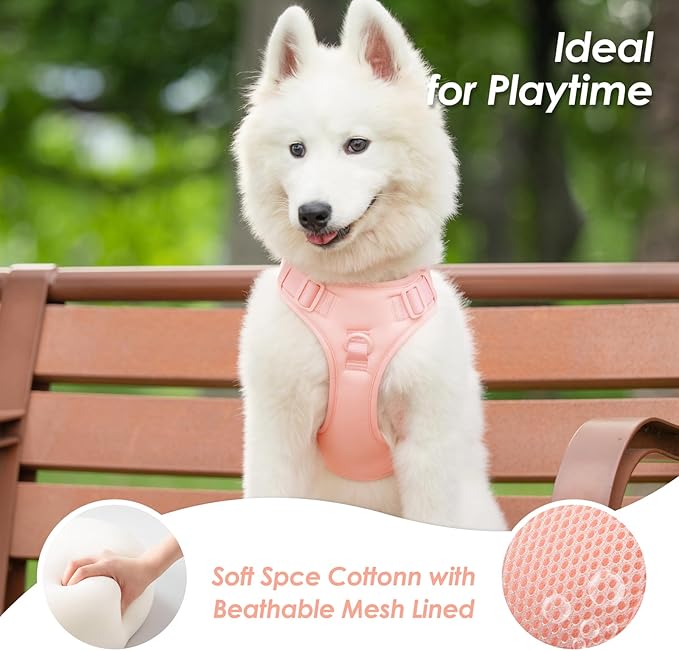 No Pull Dog Harness, Puppy Vest with Front Clip for Small Medium Large Sized Dog(Light Pink,XS)