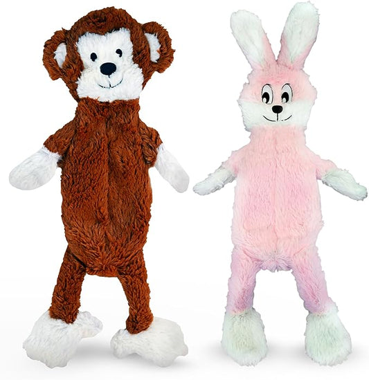 FGA MARKETPLACE Monkey-Pink Rabbit Flat NO Stuffing NO Squeak Plush Dog Toy, Funny Style Will Entertain Your Pet for Hours, Recommended for Small and Medium Dog 21 INCH Long